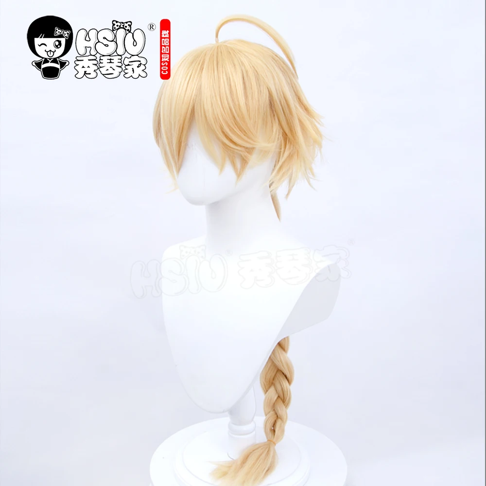 HSIU Genshin Impact cosplay Aether Wigs Lumine Heat Resistant Synthetic Hair + Free gift brand wig cap | Тематическая одежда и