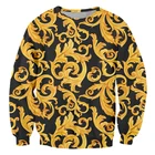 Свитшот IFPD в европейском стиле с 3d принтом золотых цветов в стиле барокко Дворцовый, Роскошные Рубашки в Королевском Стиле с длинным рукавом, Женский пуловер большого размера
