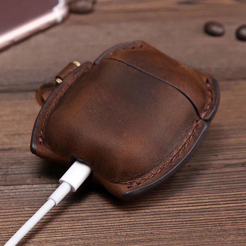 Чехол Airpod из натуральной кожи Винтажный чехол Crazy Horse Airpods 1 2 беспроводной Bluetooth