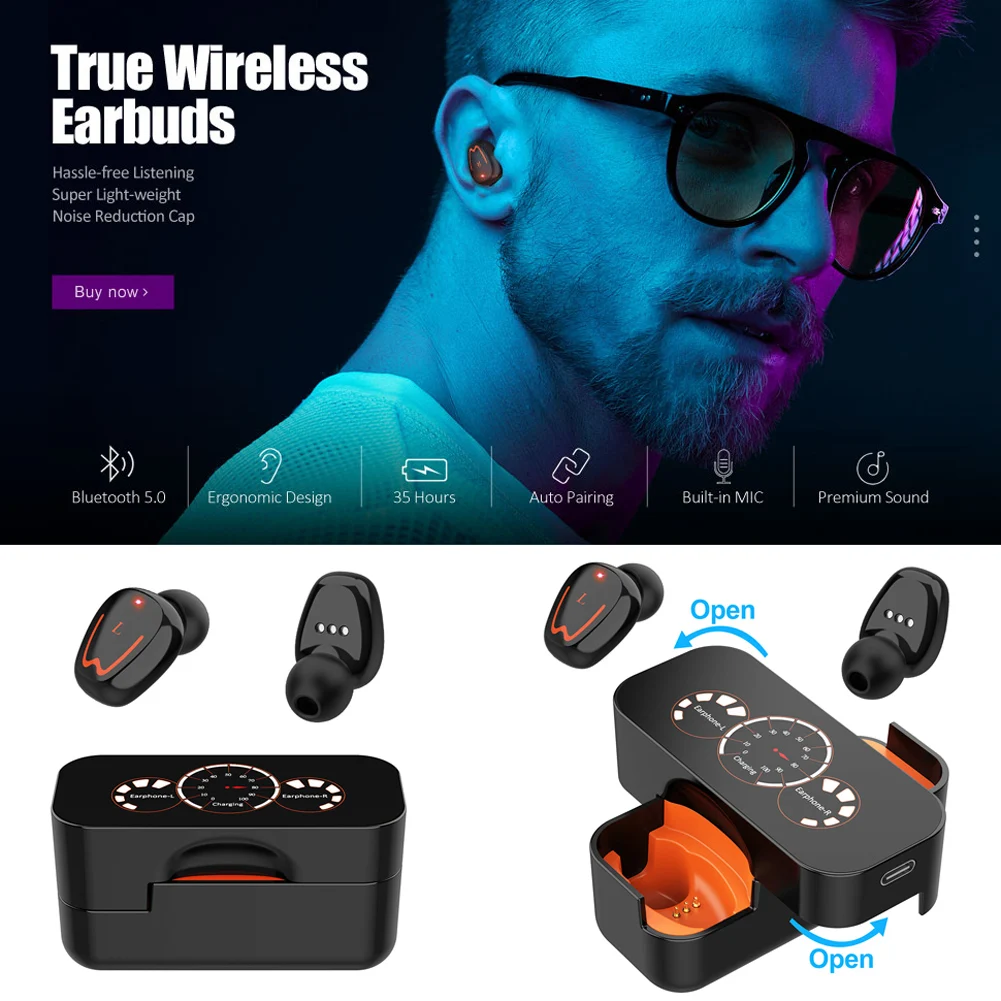 

TWS Wireless Bluetooth 5.0 Earphone Earbuds Intelligent Finger Touch Waterproof Sweat-Proof Portable for Sports EM88