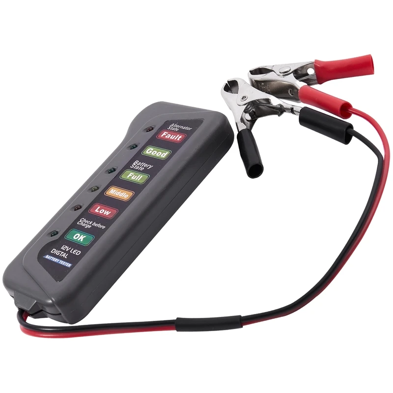 

12V Car Battery & Alternator Tester - Test Battery Condition & Alternator Charging (LED indication)