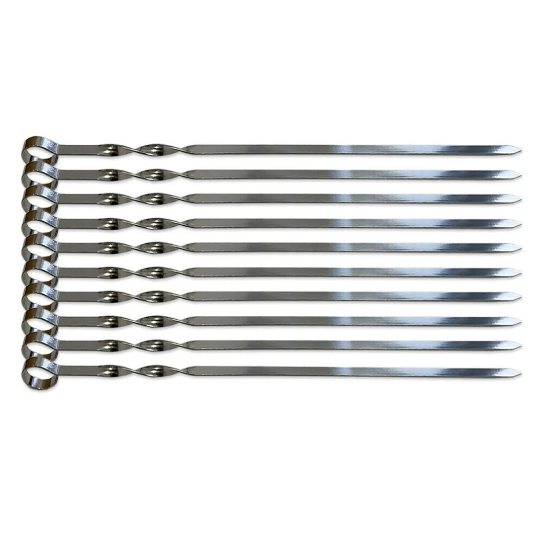 

6pcs 45cm Stainless Steel Long Barbecue Kebab Food Meat Skewers Outdoor Camping Grill BBQ Tools
