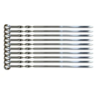 6pcs 45cm stainless steel long barbecue kebab food meat skewers outdoor camping grill bbq tools