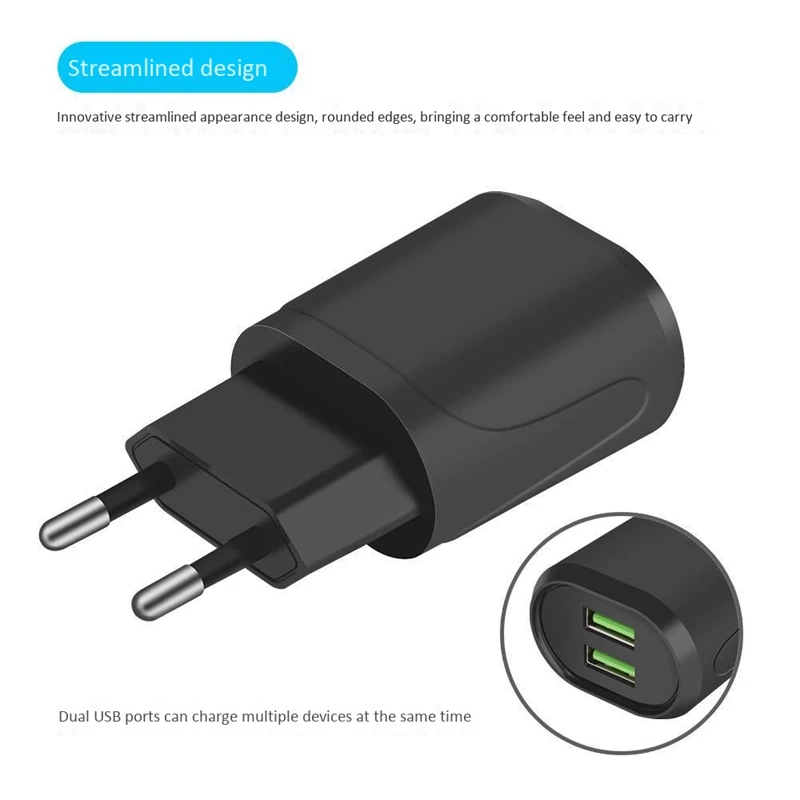 2 шт. быстрая Зарядное устройство 5V для Android Универсальное зарядное USB Dual Порты и