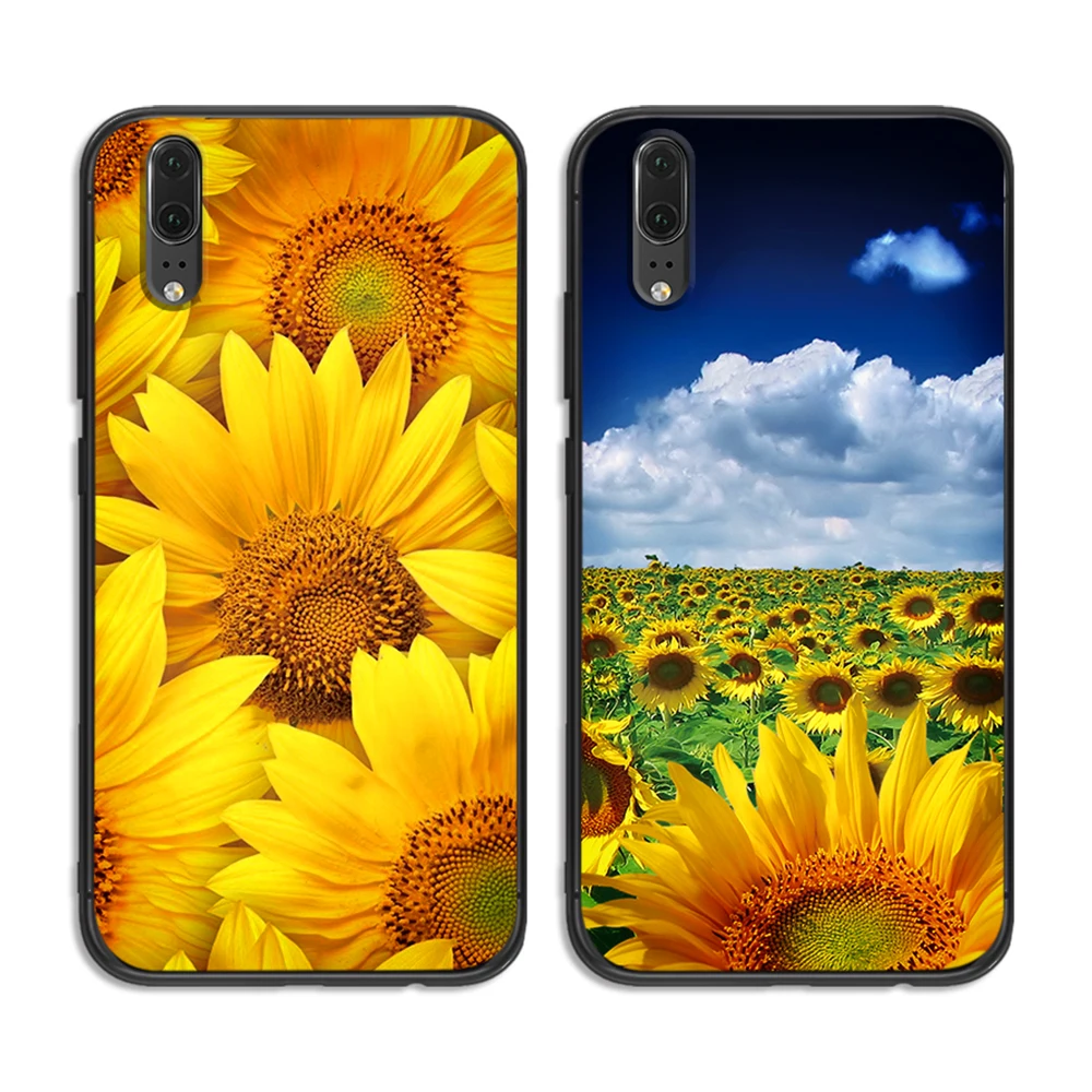 Мягкий чехол для телефона с подсолнухами цветами huawei P8 P9 P10 P20 P30 Lite Pro P Smart 2016 2019 TPU