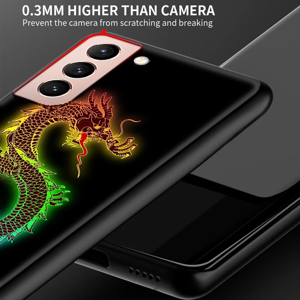 

Silicone Phone Case For Samsung Galaxy S20 FE S21 Ultra 5G S8 S9 S10 Plus Chinese Dragon Art Bumper Shell Cover Coque Fundas