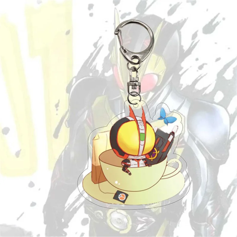 Cool Masked Rider Keychain Anime Acrylic Figure Cartoon Key Pendant Man Kids Bag Car Decoration Popular Charm Keyring | Украшения и