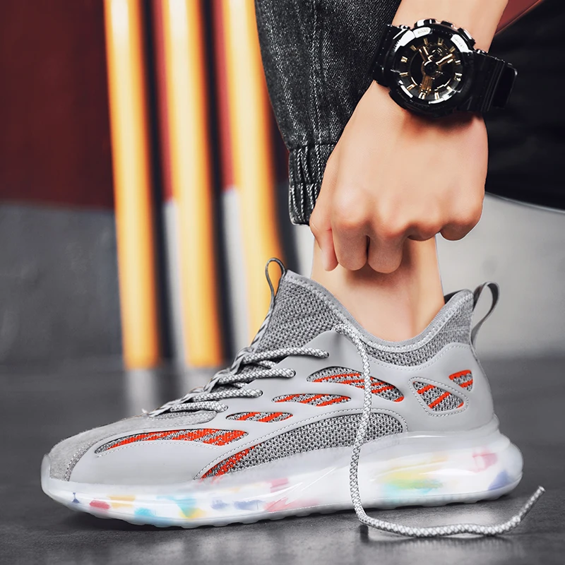 

Men's Fashion Sneakers Rubber Soft Bottom Air Cushion Damping Running Shoes Light Breathable Comfortable Leisure Shoes