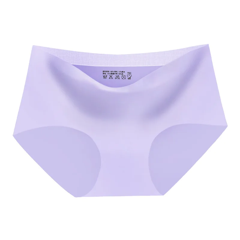 Light purple Женские сексуальные шелковые бесшовные трусы со средней талией, нижнее белье, трусики, мягкие трусы для женщин, высокое качество - Цвет: Light purple