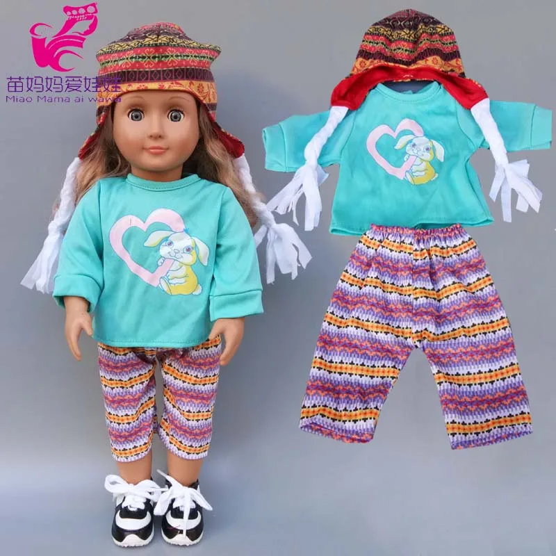17 дюймов кукла футболка штаны и шапочка для Reborn Baby Doll девочек 18 American ОГ девушка