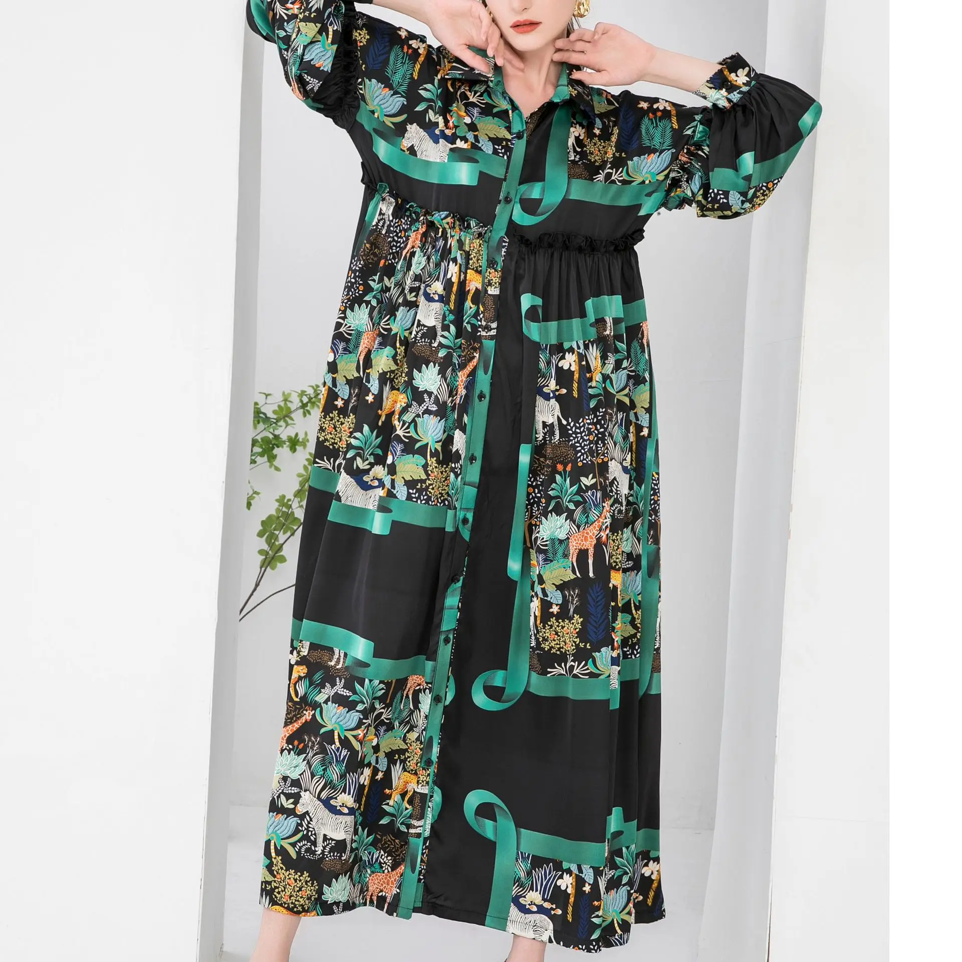 

VANOVICH Европейская и американская мода женское платье Новинка 2022 повседневное женское платье с принтом женская одежда с длинными рукавами