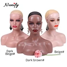 Манекен с головой и плечами, двухцветный головной убор бежевого и черного цветов, витрина для очков, париков, с отверстиями для ушей, Nunify, женская голова