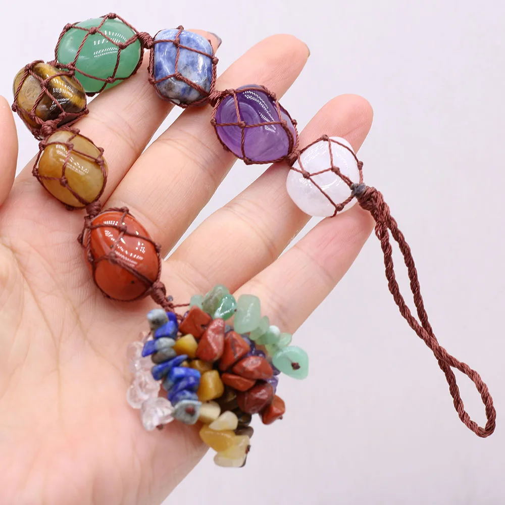 

New Style Natural Stone Decorations Reiki Healing Seven Chakra Spirit Pendulum Pendant Lucky Gift For Bedroom Car Decorations