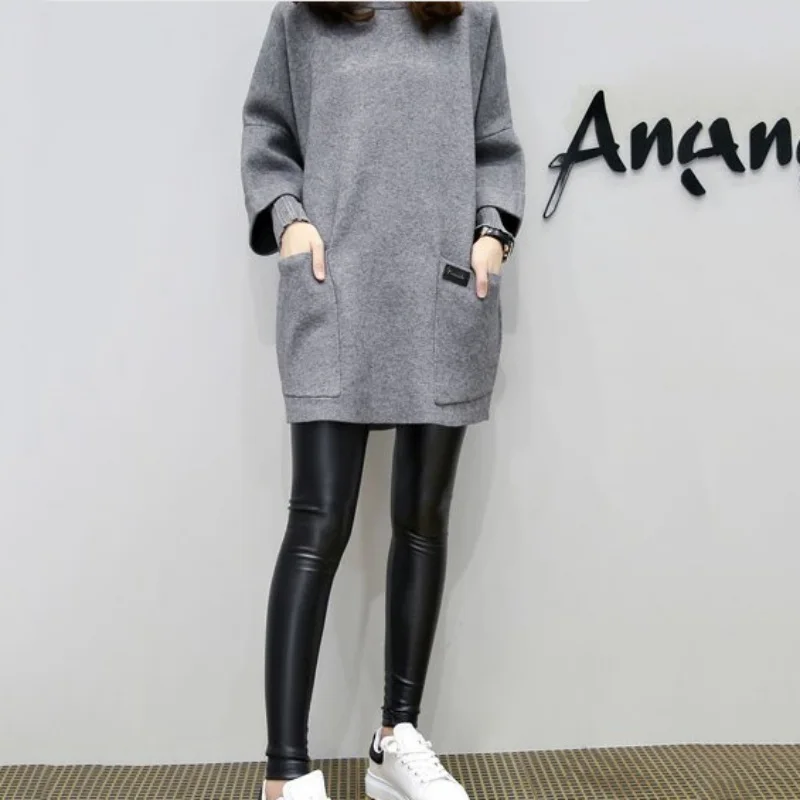 

2019 Sweatshirt Spring Wool Plus Pockets Size Large Long Women Outerwear Coat Sleeve Hoodies Loose