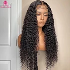 Парик из бразильских волос Malaika, 30 дюймов, с завитками, с кружевом спереди, с кудрявыми натуральными волосами, 13X4, для чернокожих женщин