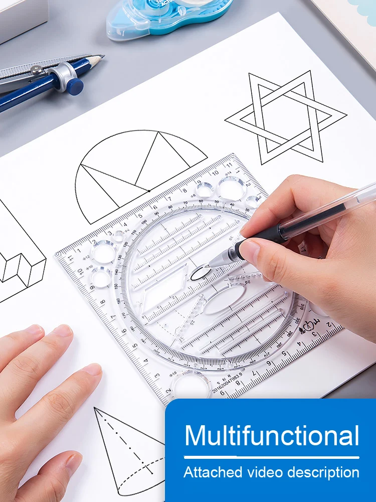 

Multifunctional Ruler Set Math Geometry Circle Drawing Exam Protractor Design Creative Drawing Stationery Rulers Drafting Tools