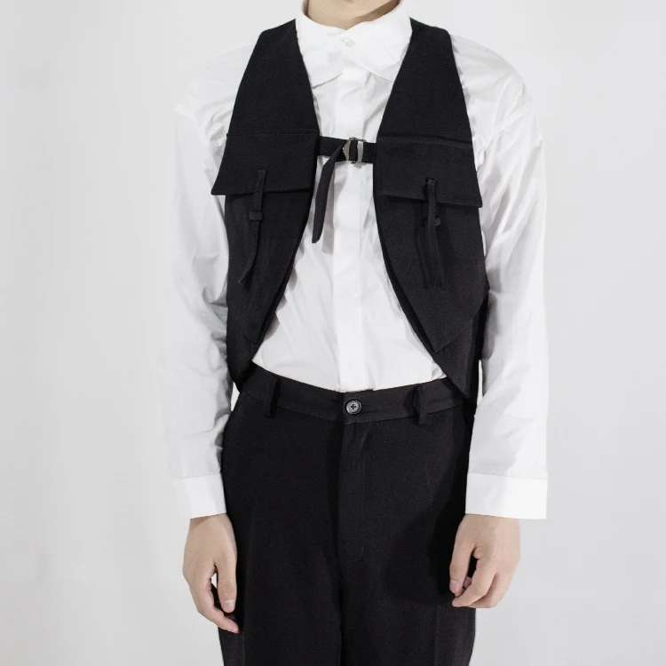 Мужская одежда для парикмахера дизайнерский жилет неправильной формы черная