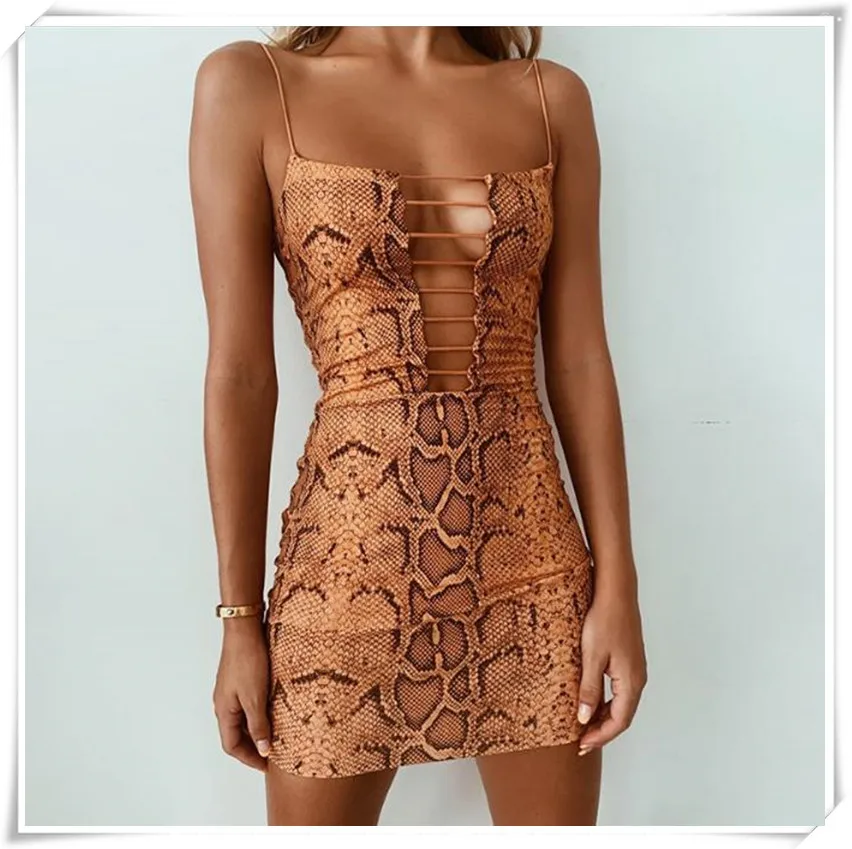 

2021Summer New Leopard Print Slim Sexy Open Back Hollow Sling Dress Dresses for Women Party Sexy Dress Women Dresses for Women