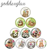 cute sloth flowers drawings bradypod 10pcs 12mm16mm18mm25mm round photo glass cabochon demo flat back making findings