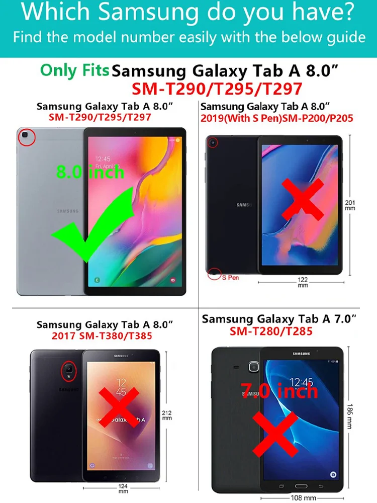 Чехол для планшета для samsung galaxy tab A 8,0 SM-T290 T295 T297, чехол для galaxy tab A 8,0 SM-T295, защитный чехол из искусственной кожи