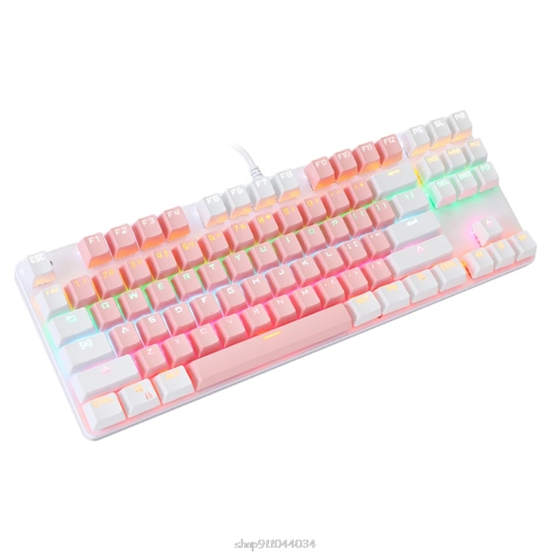 

K100 87-keys Green Axis Keyboard Mechanical Gaming Keyboard for PC Laptop Players Ap15 21 Dropship