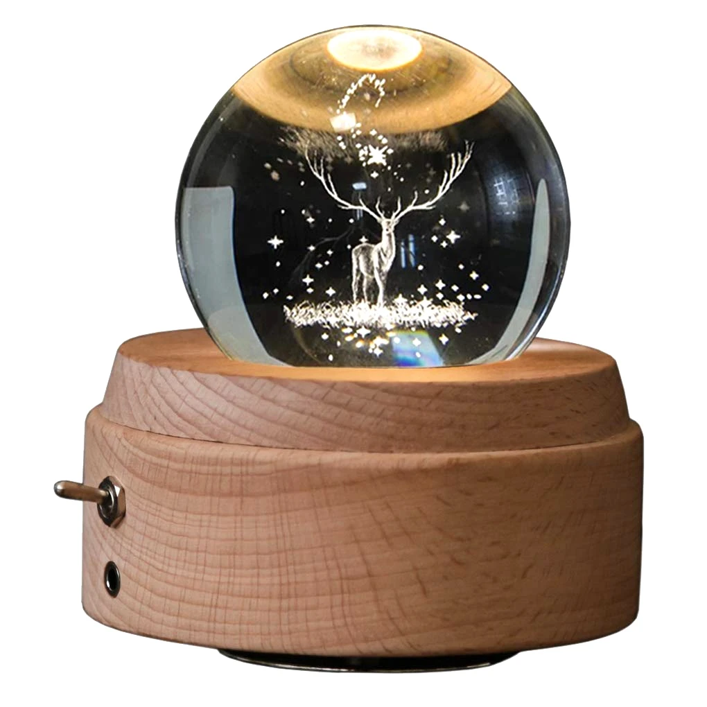

3D Музыкальная шкатулка в виде хрустального шара светящийся вращающийся музыкальный бокс с проектором и светодиодсветильник кой