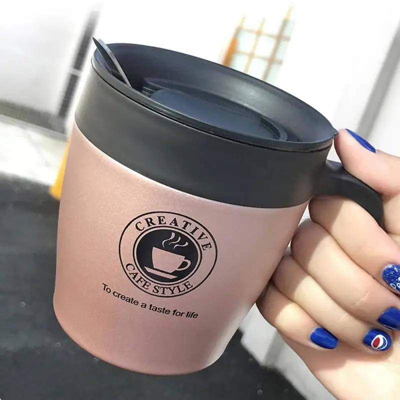 

New Fashion 330ML Stainless Steel Insulated Coffee Cup Office Drink Cup With Handle Anti-scalding Cup Gift Travel Thermos