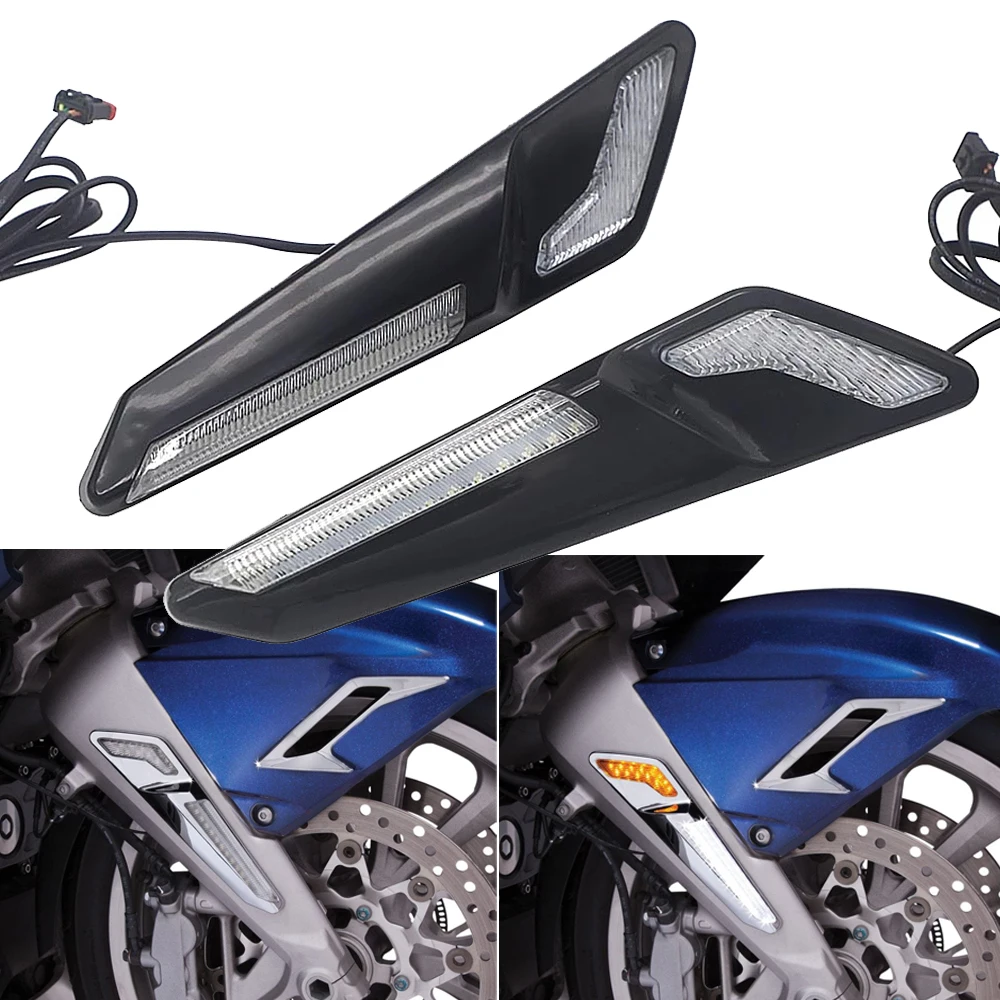 

Передний стоп-сигнал для мотоцикла, устанавливаемый на вилку, светодиодные лампы в хроме или черном цвете для Honda Goldwing GL1800 F6B 2018-UP 2019 2020
