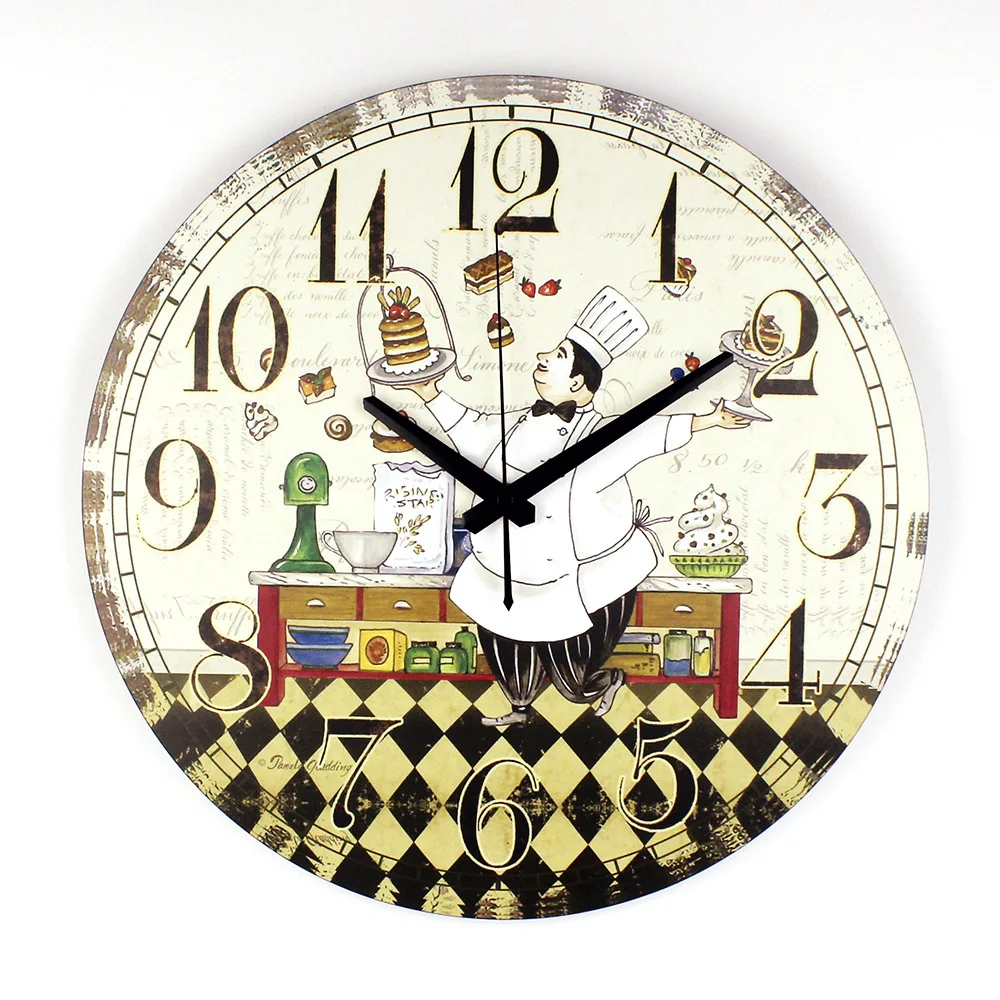 Большие современные настенные часы с волшебным рисунком шеф повара в