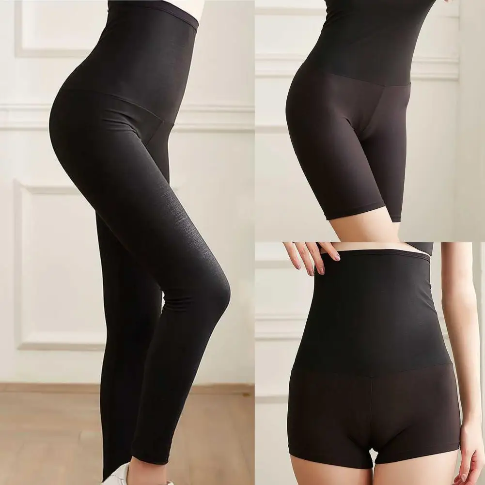 

Women Shorts Solid Color Fat Burning High Waist Waist Trainer Sauna Pants Skinny Knee-length Shorts for Sports