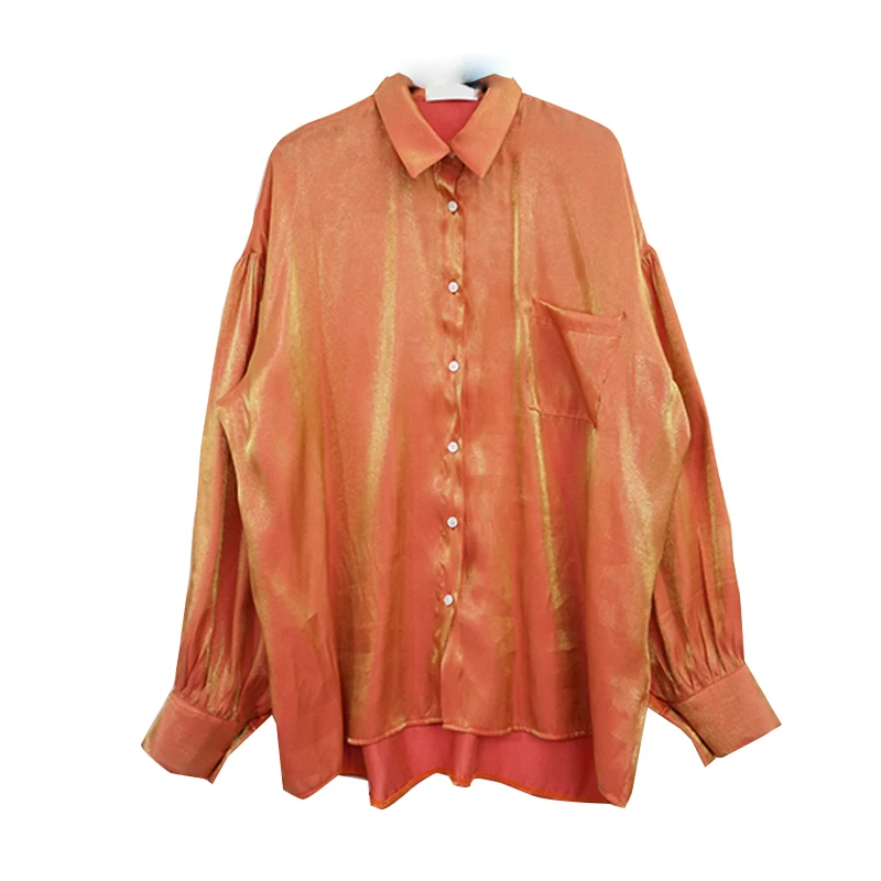 SHENGPALAE новинка длинный рукав отложной воротник однобортная градиент темперамент