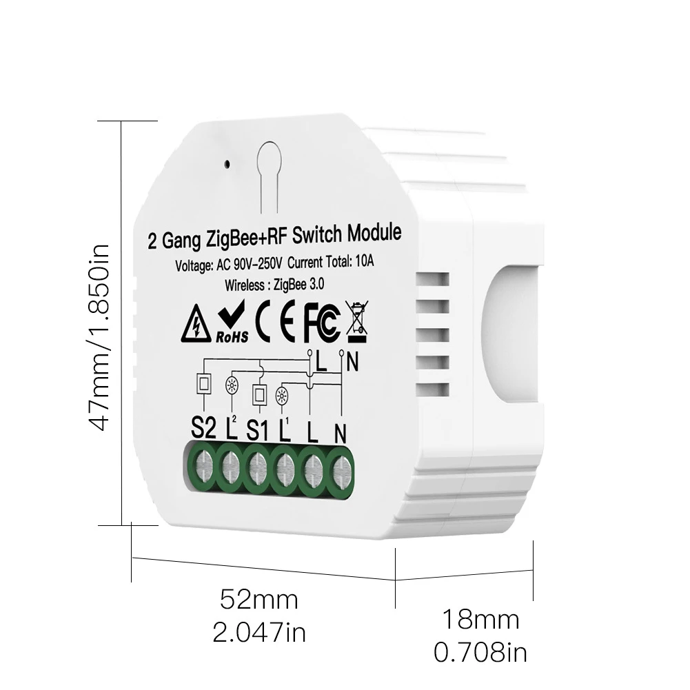 

Smart Remote WiFi Switch Tuya ZigBee 3.0 Relay Module 2 Gang Zigbee RF Switch Module APP Remote Control Work for Alexa Google