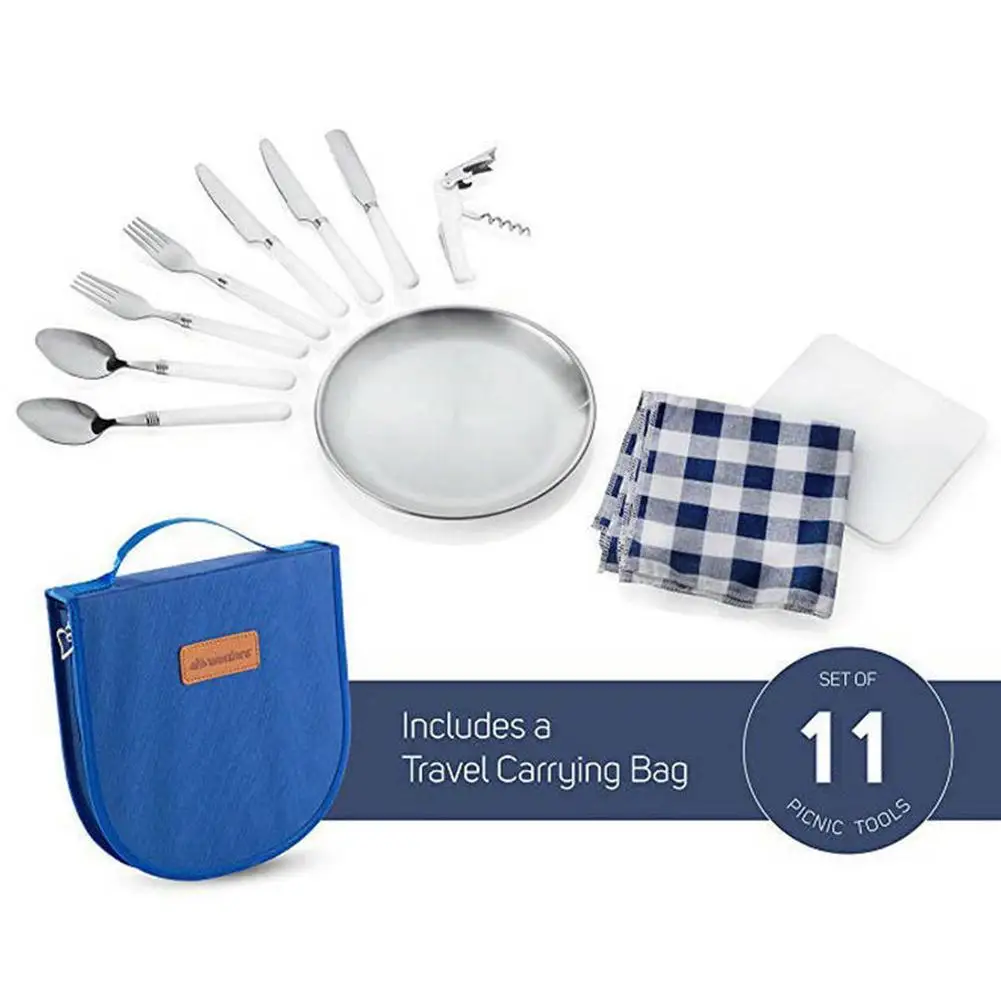 

Сумка для столовых приборов D1M5, уличный складной стальной карман для пикника, вилки, ложки, бутылки, обеда, ношения на открытом воздухе