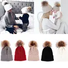 Детские шапки и кепки для всей семьи, милые детские шапки для девочек, теплая вязаная шапка для мамы и дочки, зимняя шапка для новорожденных, Шапка-бини, шапки