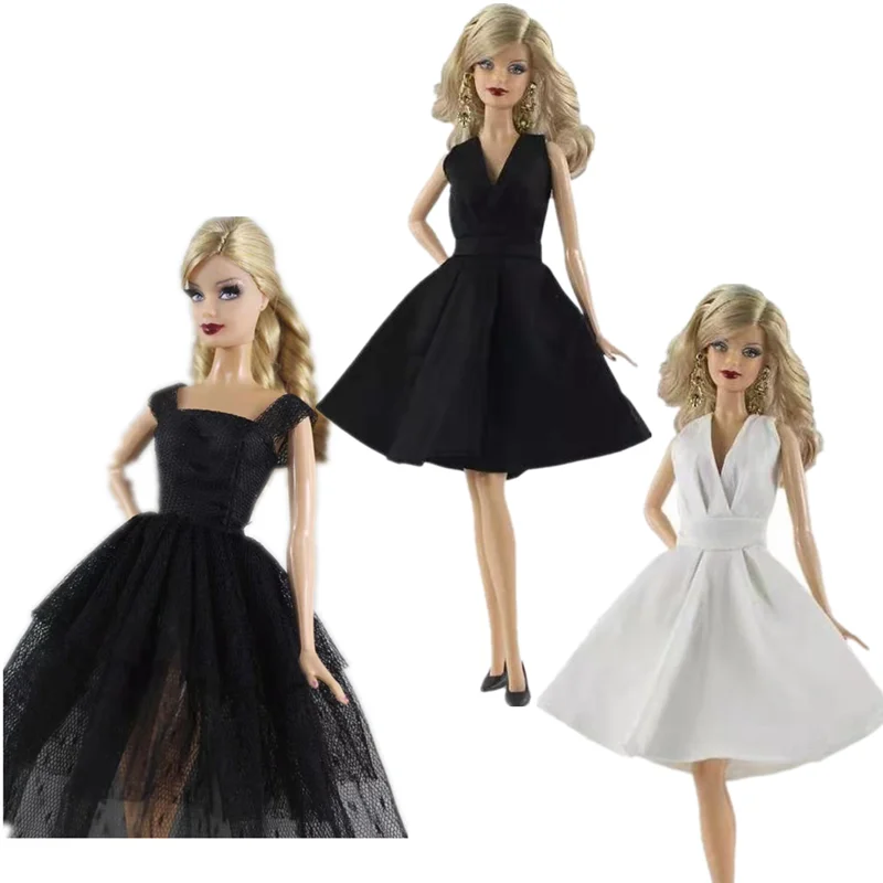 

Fashion White Black Princess Dresses 11.5" Doll Clothes for Barbie Clothes Dancing Costume Party Gown 1/6 BJD Dolls Accessories