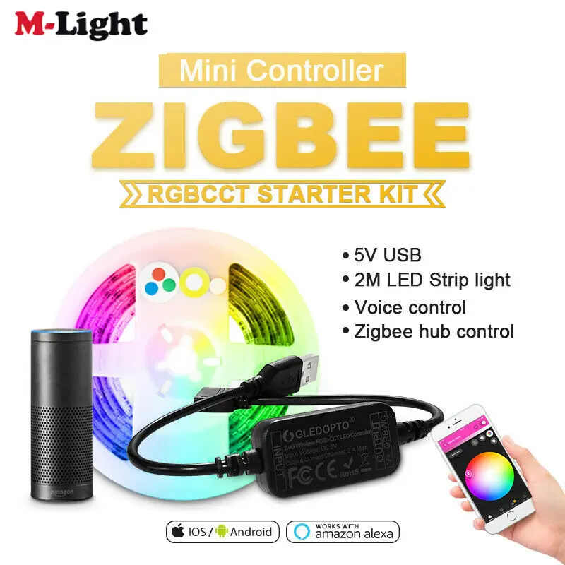 Светодиодная лента Zigbee RGB + умная лампа для телевизора с теплым и белым цветом 5 В 6