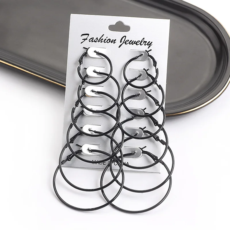 Серьги для женщин набор сережек большие круглые серьги 6 Пары/компл. Ретро панк