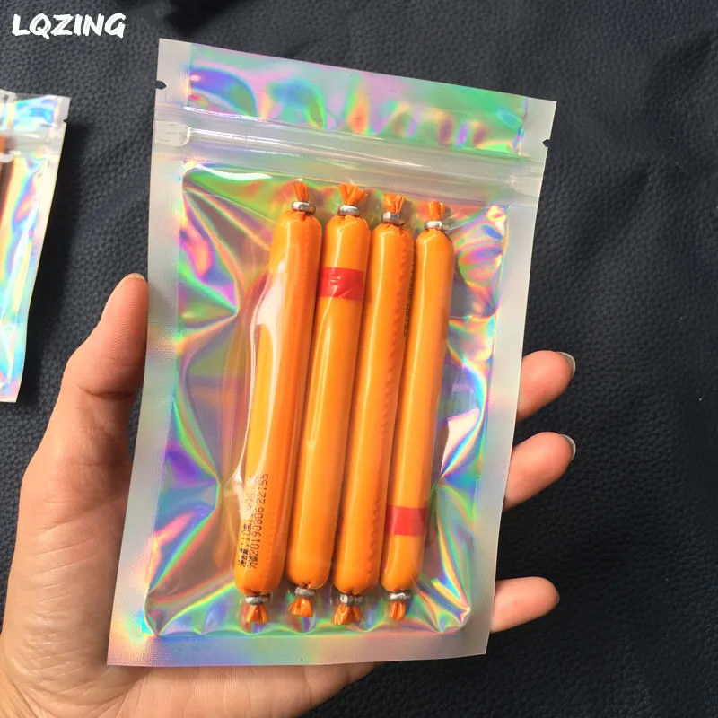 Плотные пакеты с лазерной фольгой и застежкой-молнией 100 шт. односторонние