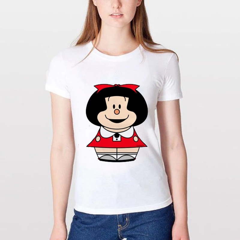 Футболка с коротким рукавом Quino, женская футболка Pkorli PAZ Mafalda, Женская забавная футболка с круглым вырезом, женские топы, футболки, Camiseta Mujer