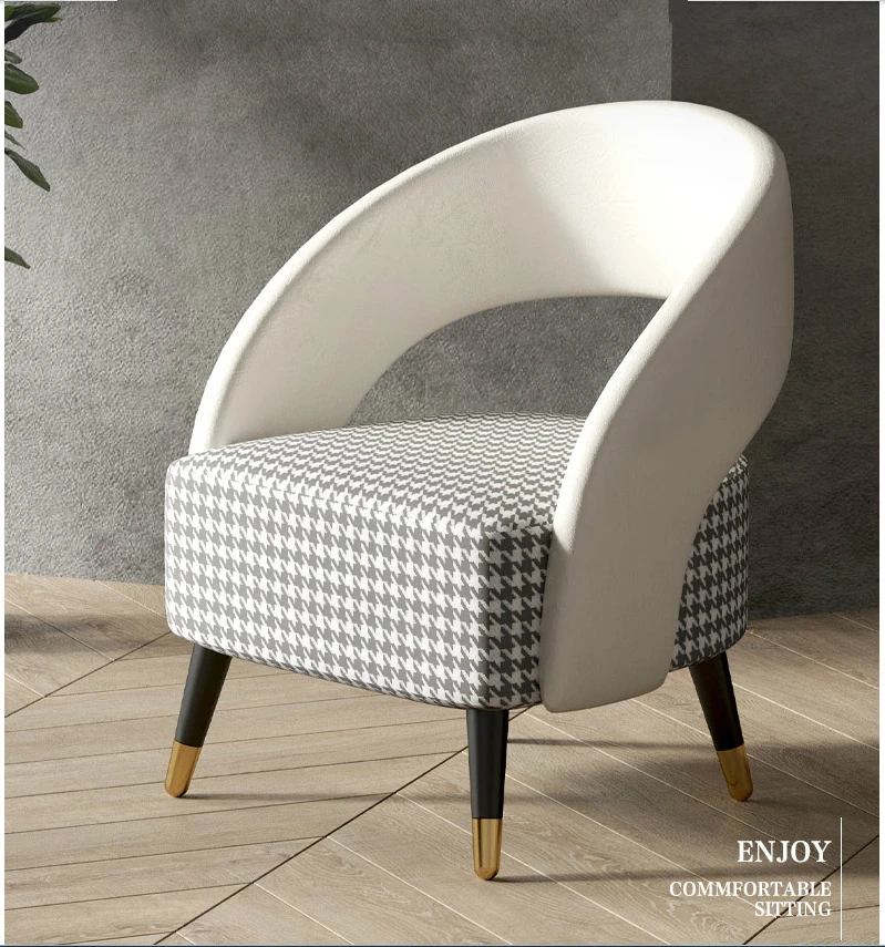 

Nordic одноместное кресло-диван светильник класса люкс с рисунком «гусиные лапки» переговоров кресло для отдыха простая спинка кресла очень у...