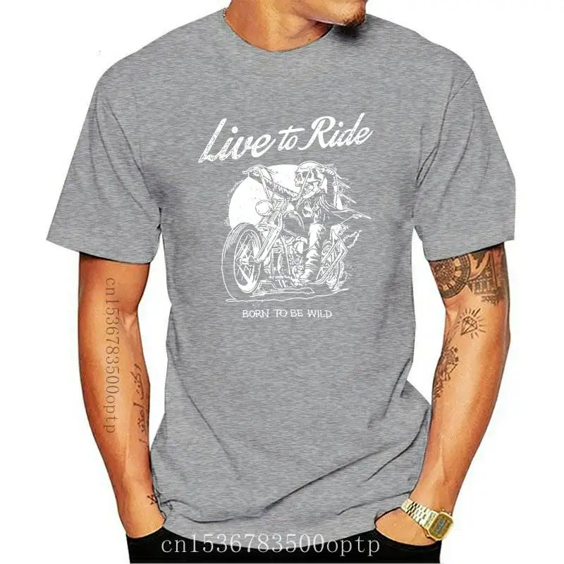 

New Brand T Shirt Men Fashion T Shirts Mens Live To Ride Born To Be Wild Biker Motorcycle T-Shirt Cool Tee Shirt