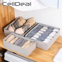 3pcs 6724 grid storage boxes foldable bra underwear organizer closet drawer divider ties socks shorts lidded closet organizer