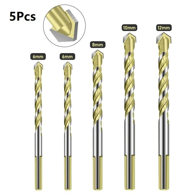 

5pcs Carbide Triangle Drill Bits Marble Drilling Glass Tile Ceramic Drill Bit For Porcelain Floor Tiles, Marble