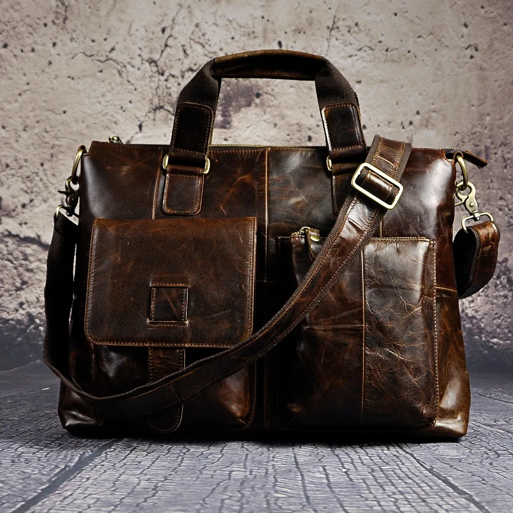 

Men Genuine Leather Office Maletas Business Briefcase 15.6" Laptop Case Attache Portfolio Bag Maletin Messenger Bag B260
