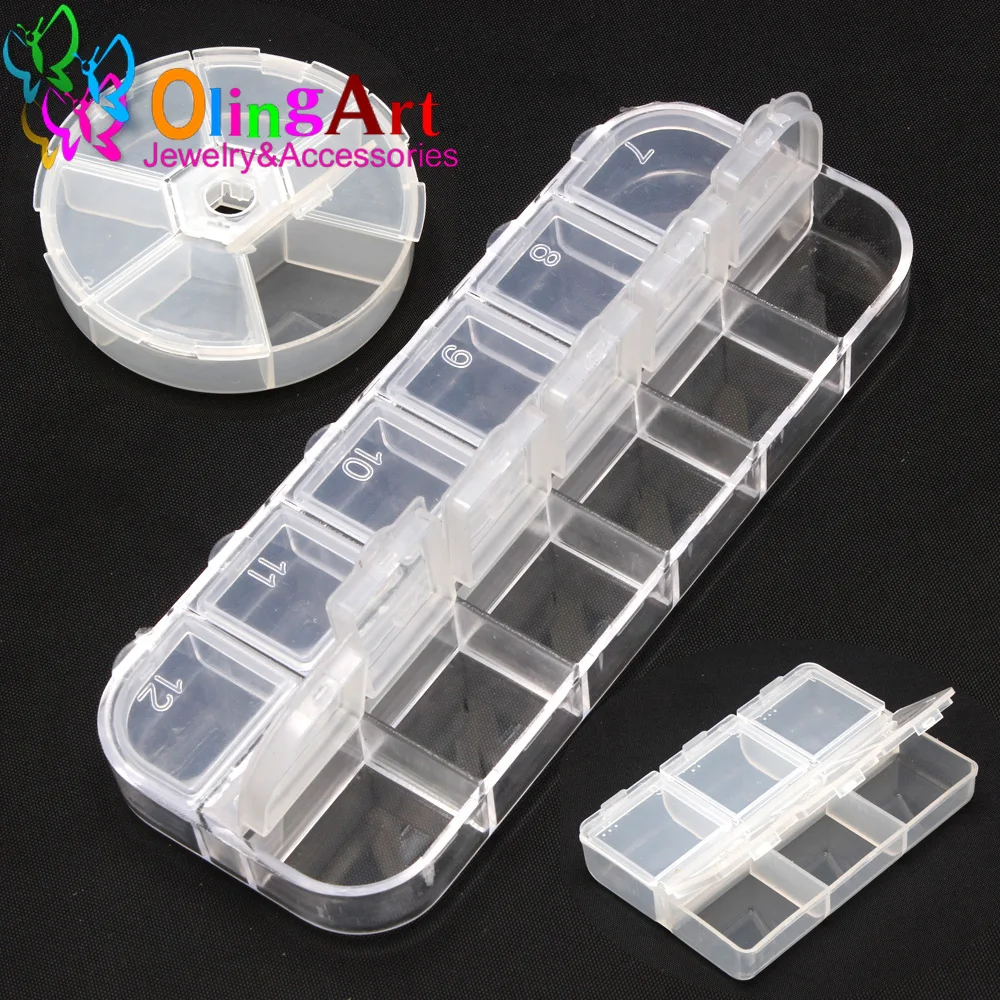 

Free Shipping Adjustable/Removable 6 /12 Grids Plastic Storage Box Jewelry Storage Box Olingart