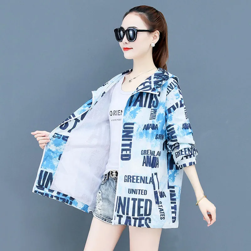 

Women's Thin Breathable Sunscreen Clothes 2021 Summer New Anti-Ultraviolet Ice Silk Sun Protection Clothing Casual Jacket W736