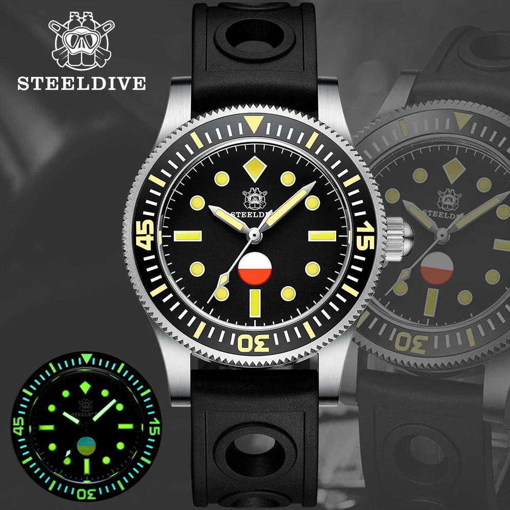 

Мужские водонепроницаемые часы для дайвинга SD1952T STEELDIVE 41 мм, 300 м, керамический ободок, супер толстые сапфировые кристаллы, швейцарские светящиеся механические часы