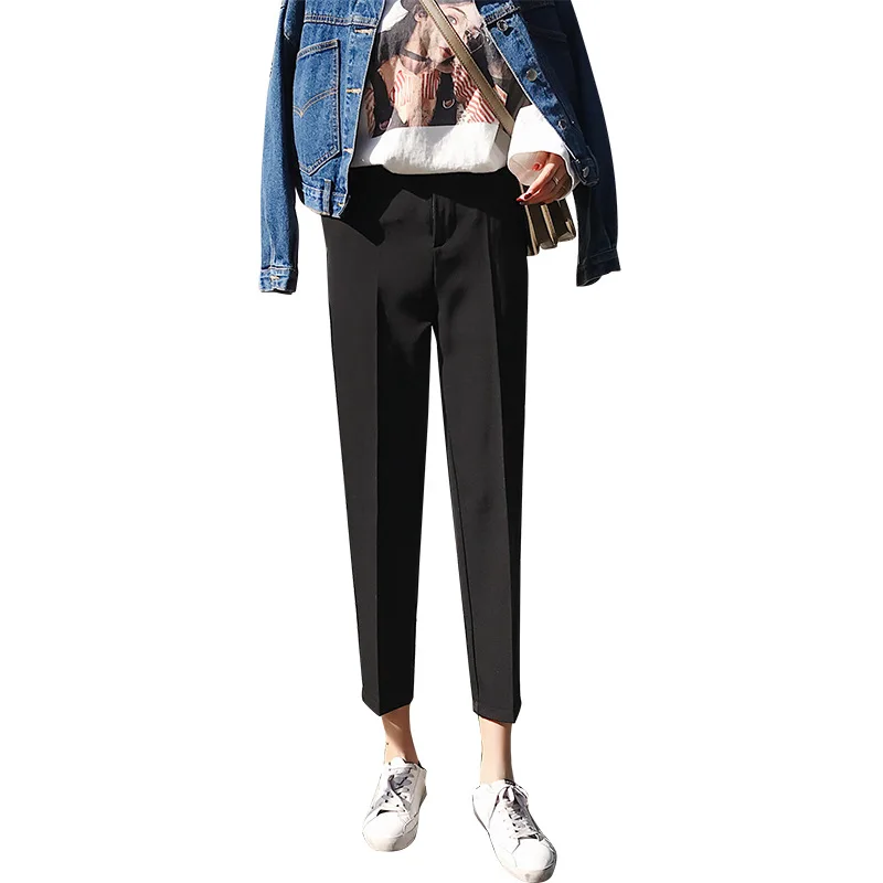

Spring Harem Pants Women Casual Pants High Waist Suit Pants Student Draping Cropped Pants Cigarette Pants