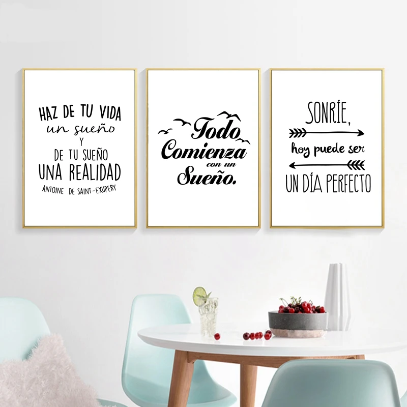 

Spanish Positive Quote Canvas Art Print and Poster , Spanish Bedroom Modern Decor Canvas Painting Wall Picture Home Decoration