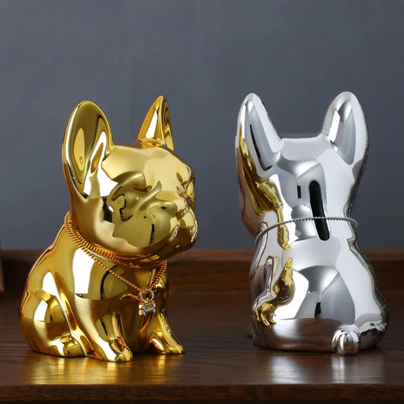 

Creative Piggy Bank Bulldog Resin Ornaments Change Coin Box Coin Piggy Bank Cute Puppy Creative Piggy Bank Children Cash Box